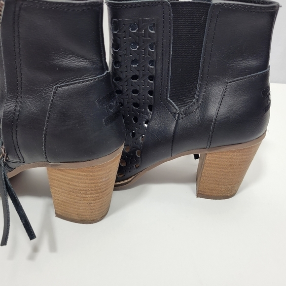 Toms Black Majorca Basketweave Women's  8 1/2 Peep Toe Boot - Picture 6 of 12